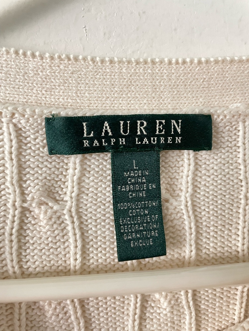 Lauren Ralph Lauren Boat Neck Cable Knit Sweater Gold Button Detail Size L - Picture 6 of 9